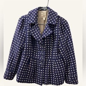 Tulle Navy Polka Dot Pea Coat-vintage